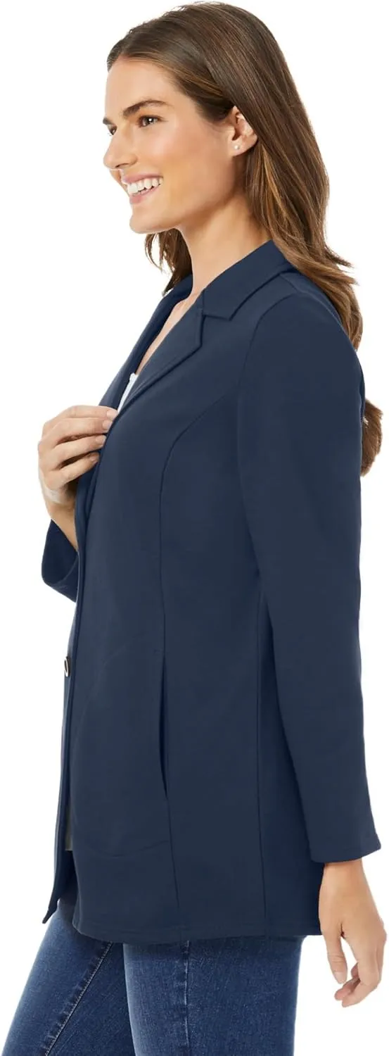 Woman Within Plus Size Knit Blazer Oversized Work & Casual