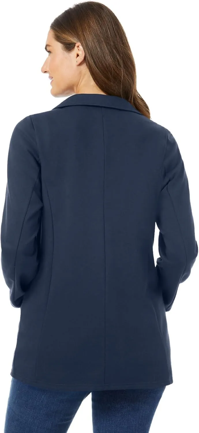 Woman Within Plus Size Knit Blazer Oversized Work & Casual