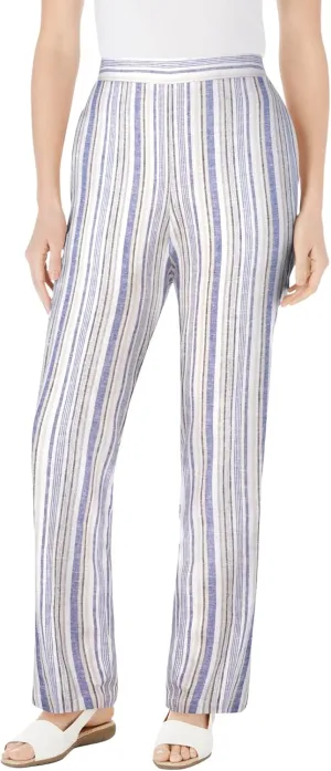 Woman Within Plus Size Straight Leg Linen Pant