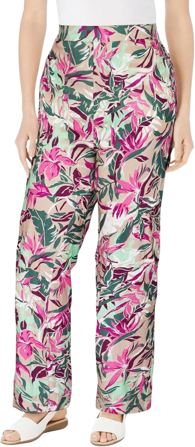 Woman Within Plus Size Straight Leg Linen Pant