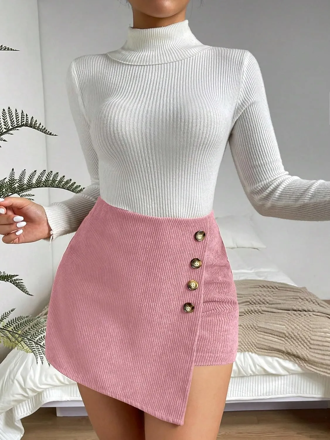 Women Summer Casual 2025 Fashion Trendy Skorts Button Skort