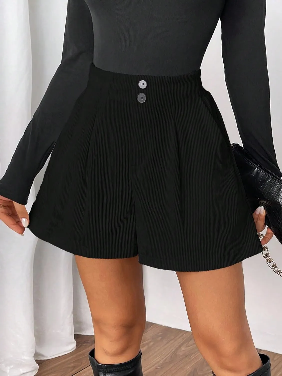 Women Summer Casual 2025 Fashion Trendy Skorts Corduroy Leg Elegant Skort