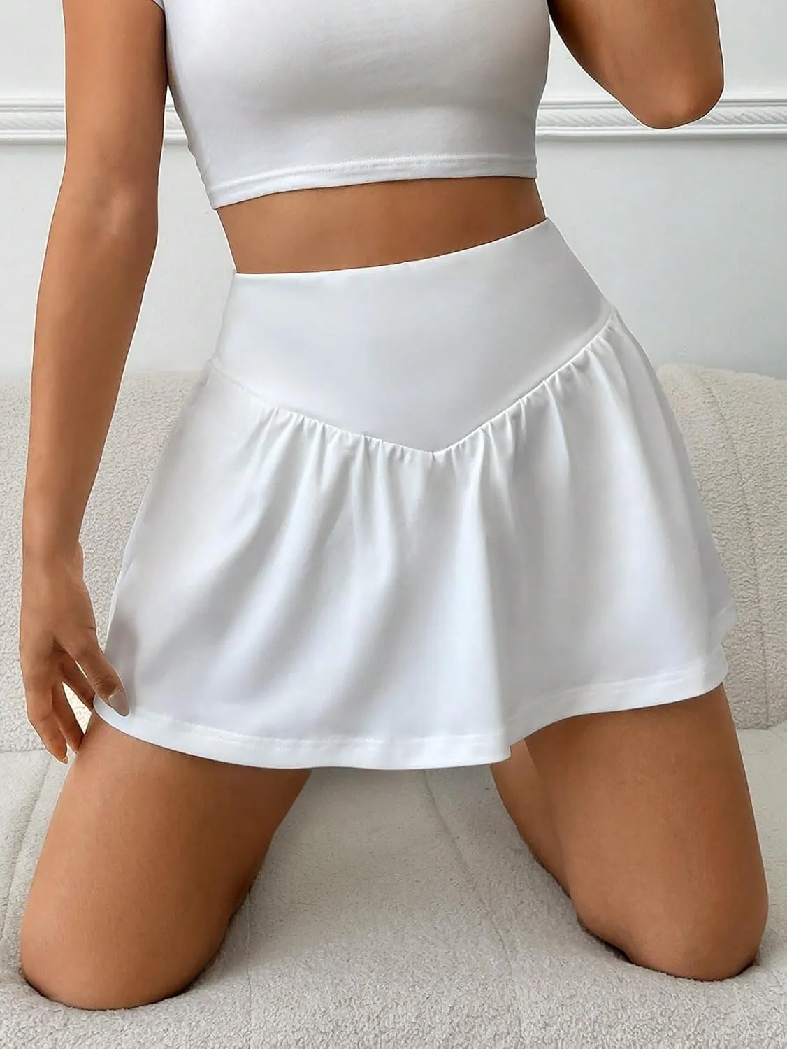 Women Summer Casual 2025 Fashion Trendy Skorts Elastic Waist Skort