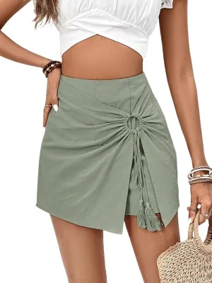 Women Summer Casual 2025 Fashion Trendy Skorts Mini Asymmetrical Hem Skort