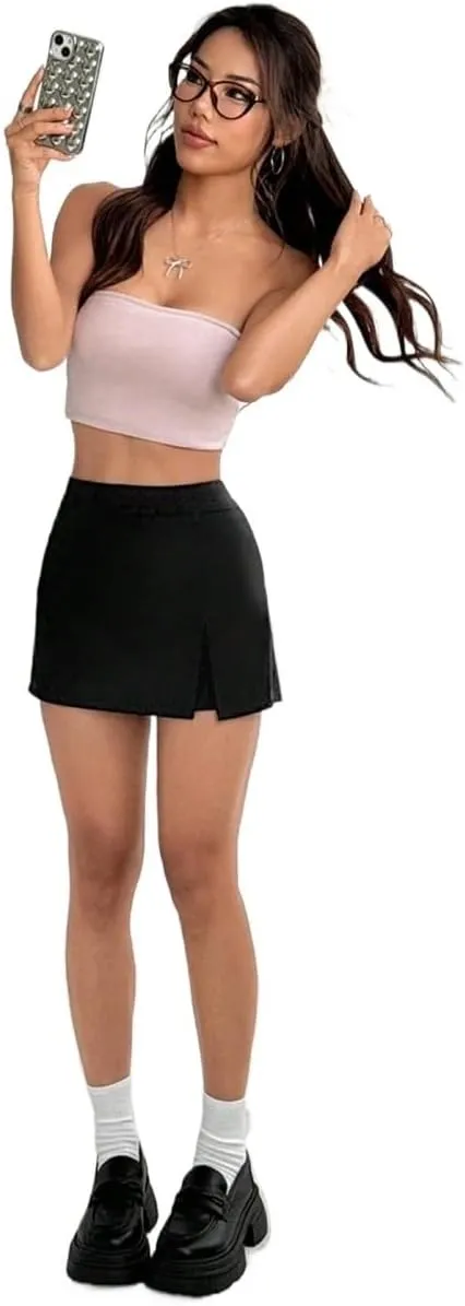 Women Summer Casual 2025 Fashion Trendy Skorts Slit Skort