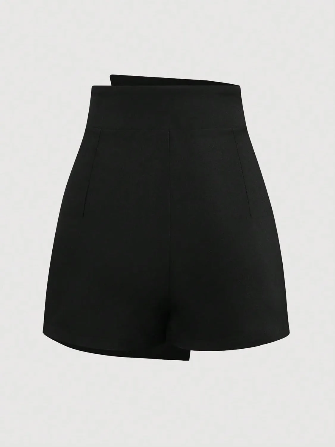 Women Summer Casual 2025 Fashion Trendy Skorts Solid Color Asymmetric Button Elegant Skort