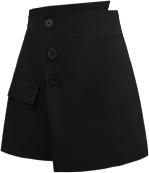 Women Summer Casual 2025 Fashion Trendy Skorts Solid Color Asymmetric Button Elegant Skort