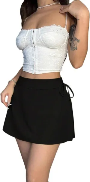 Women Summer Casual 2025 Fashion Trendy Skorts Solid Color Casual Skort