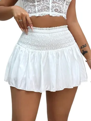 Women Summer Casual 2025 Fashion Trendy Skorts Solid Color Drawstring Skort