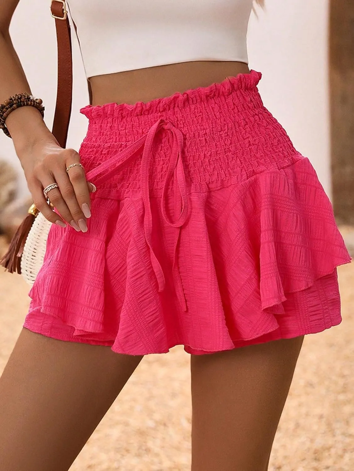 Women Summer Casual 2025 Fashion Trendy Skorts Solid Color Skort