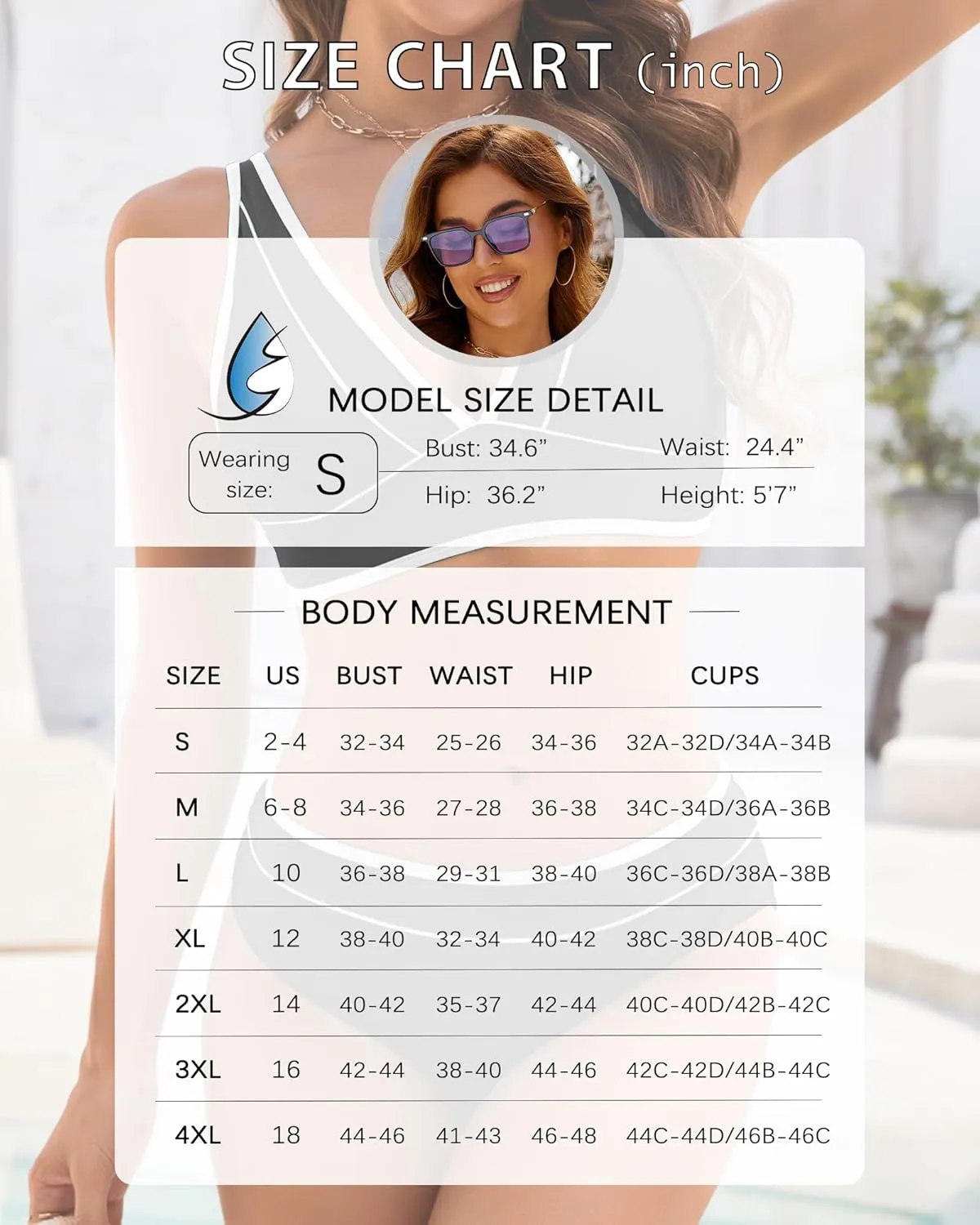 Women Two Piece Swimsuit Push Up Bikini Sets Full Coverage Bathing Suit V Neck Color Block Swim Suit 2025