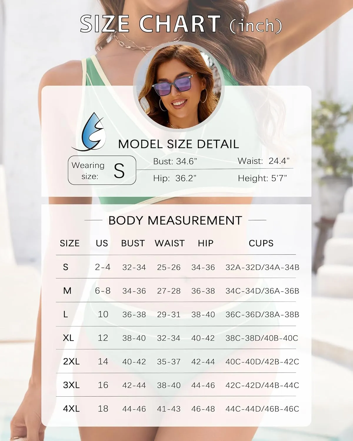 Women Two Piece Swimsuit Push Up Bikini Sets Full Coverage Bathing Suit V Neck Color Block Swim Suit 2025