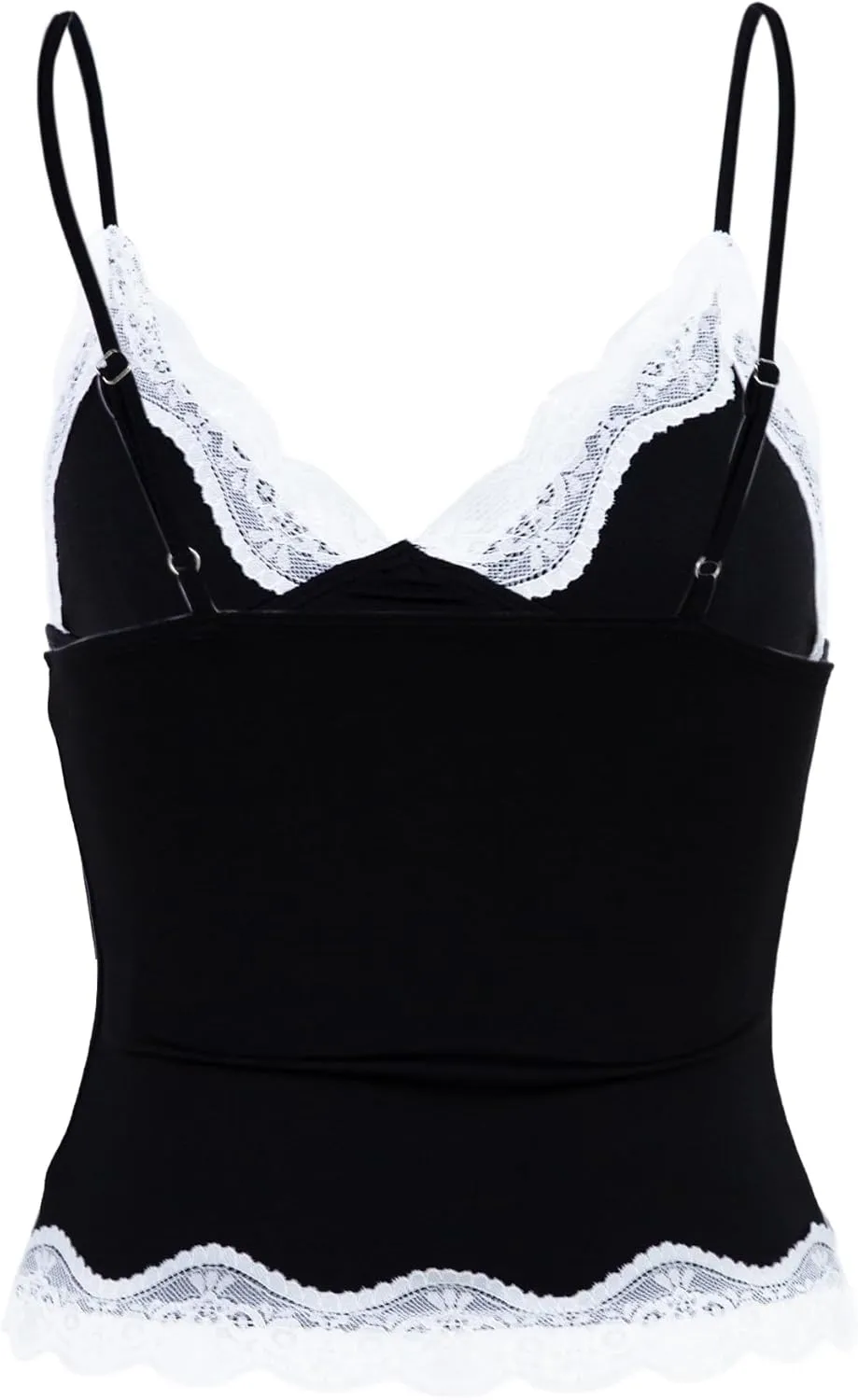Womens Crop Cami Tops V Neck Sleeveless Lace Trim Slim Fit Y2K Going Out Night Out Tank Vest Tops