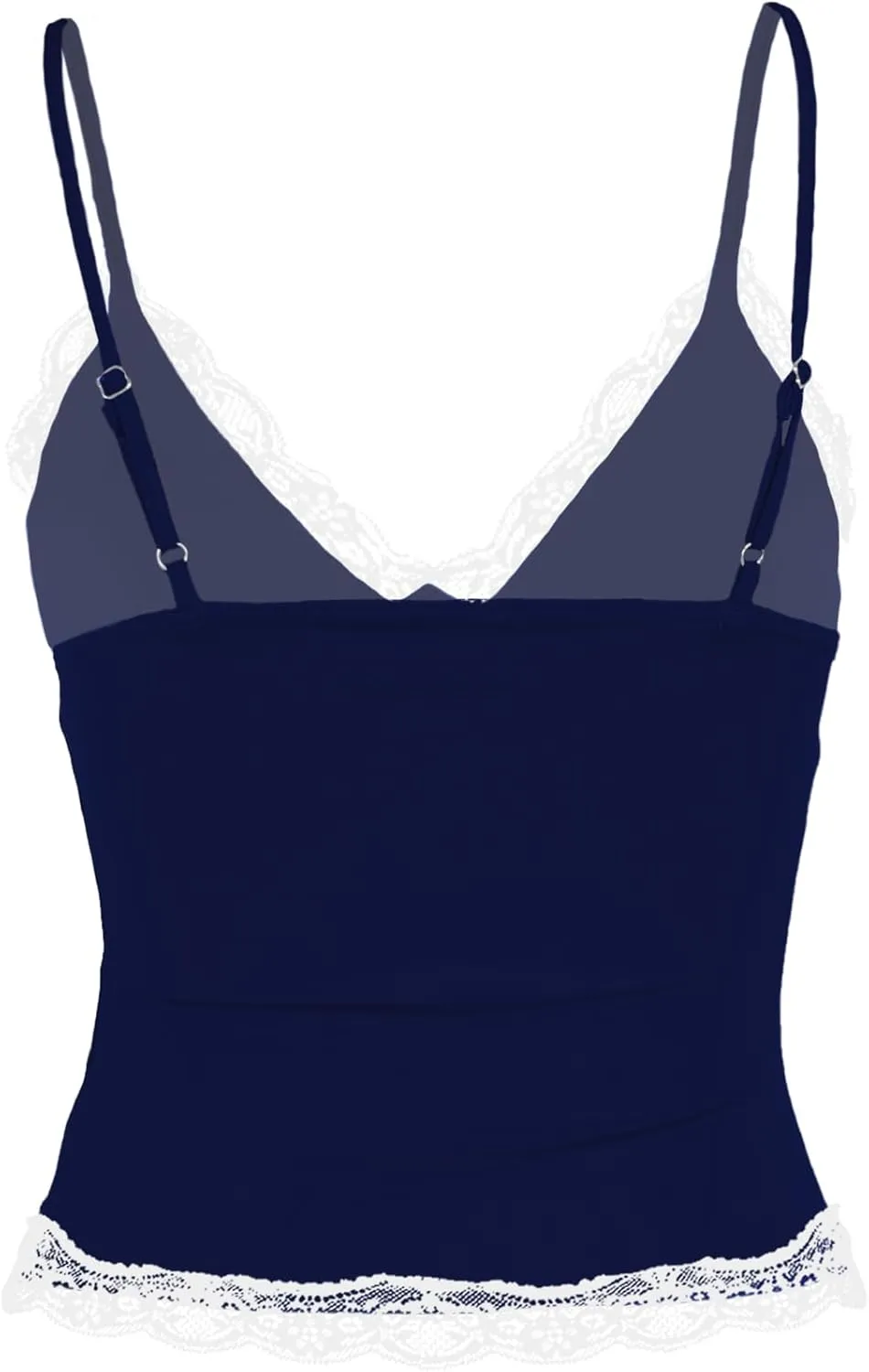 Womens Crop Cami Tops V Neck Sleeveless Lace Trim Slim Fit Y2K Going Out Night Out Tank Vest Tops
