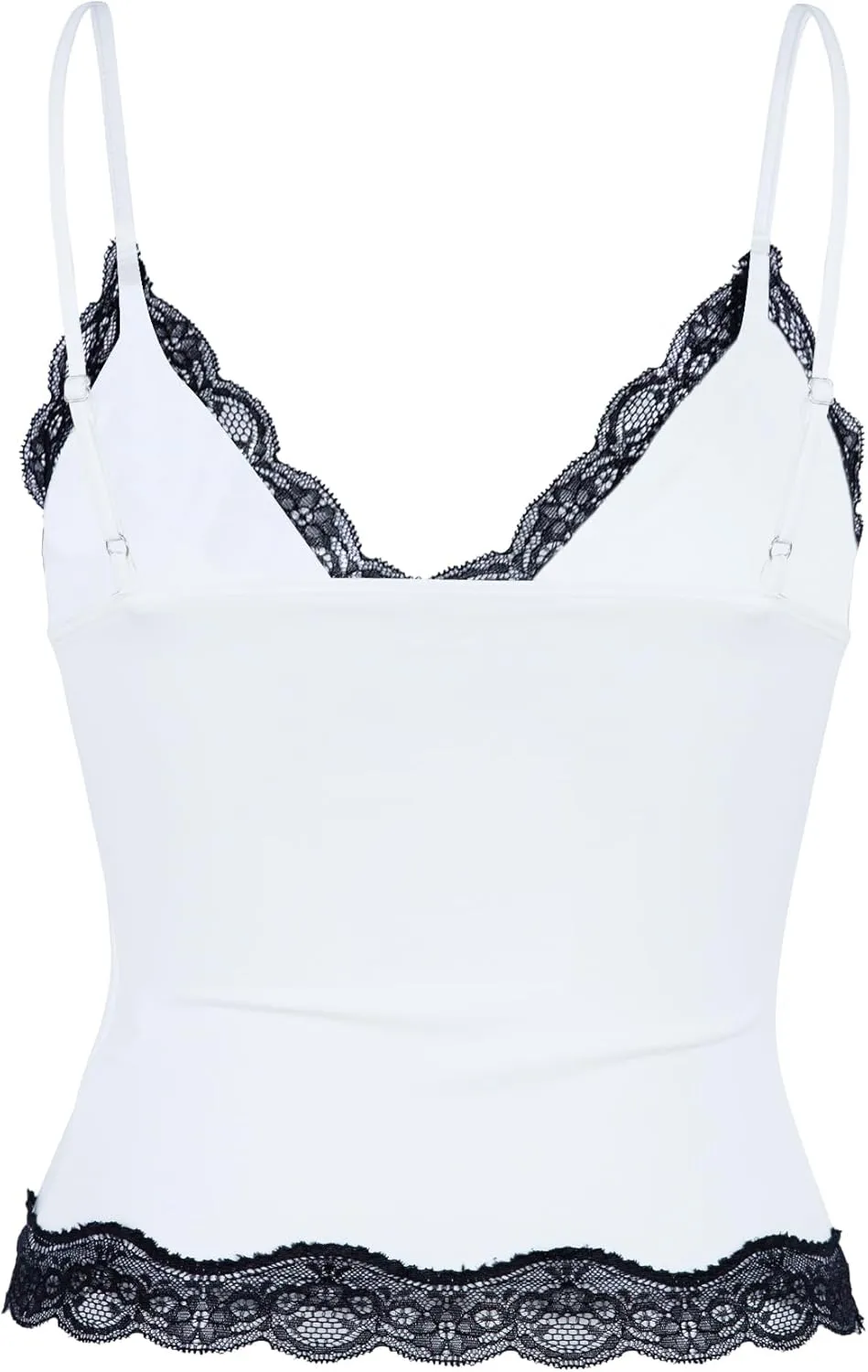 Womens Crop Cami Tops V Neck Sleeveless Lace Trim Slim Fit Y2K Going Out Night Out Tank Vest Tops