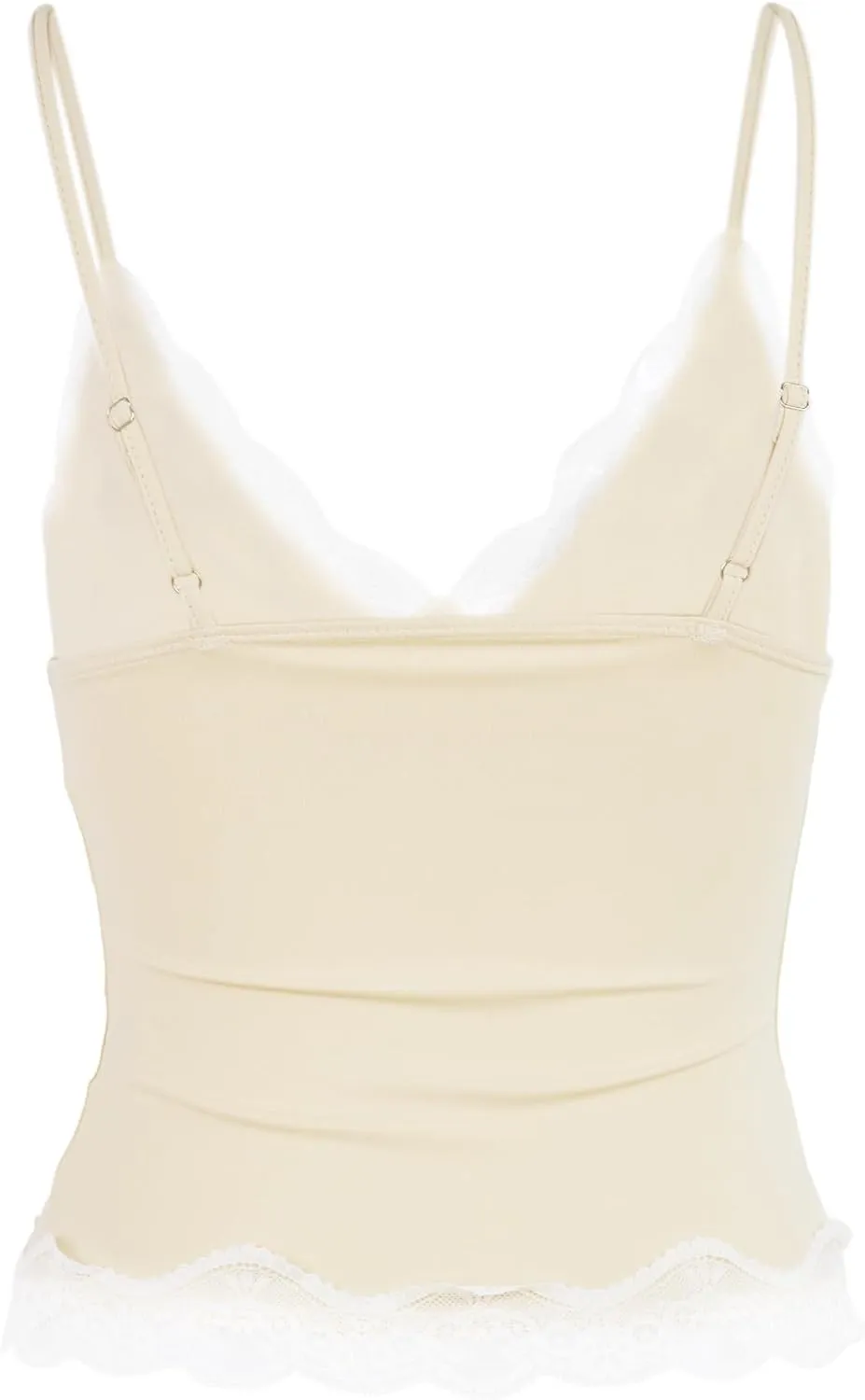 Womens Crop Cami Tops V Neck Sleeveless Lace Trim Slim Fit Y2K Going Out Night Out Tank Vest Tops
