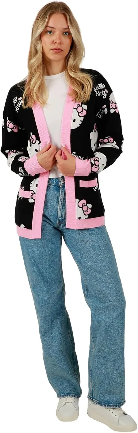Women's Officially Licensed Hello Kitty Relaxed Fit Knit Cardigan