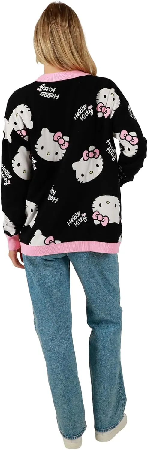 Women's Officially Licensed Hello Kitty Relaxed Fit Knit Cardigan