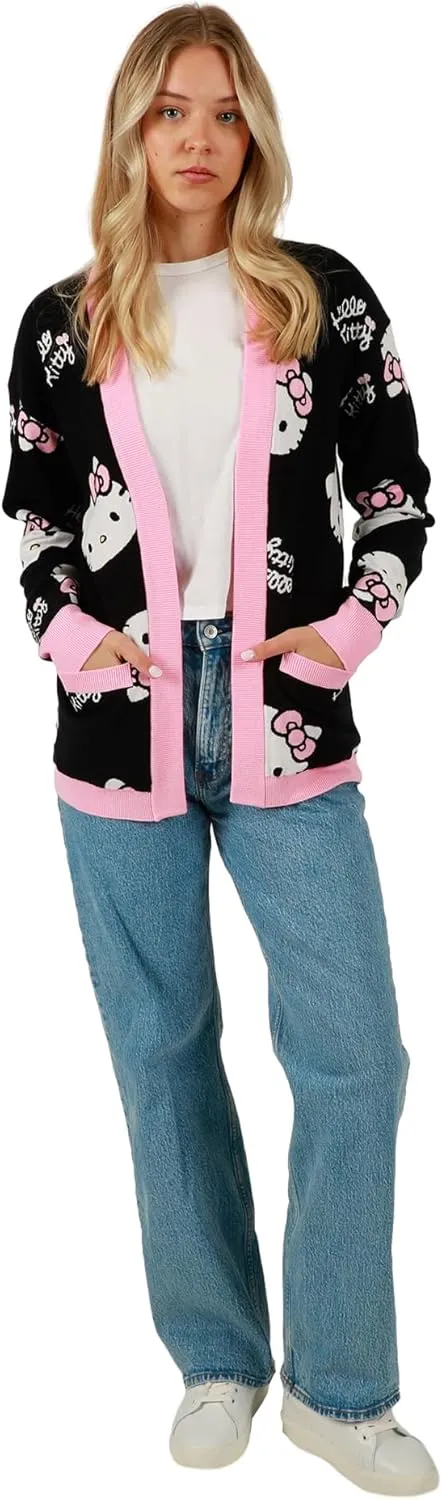 Women's Officially Licensed Hello Kitty Relaxed Fit Knit Cardigan