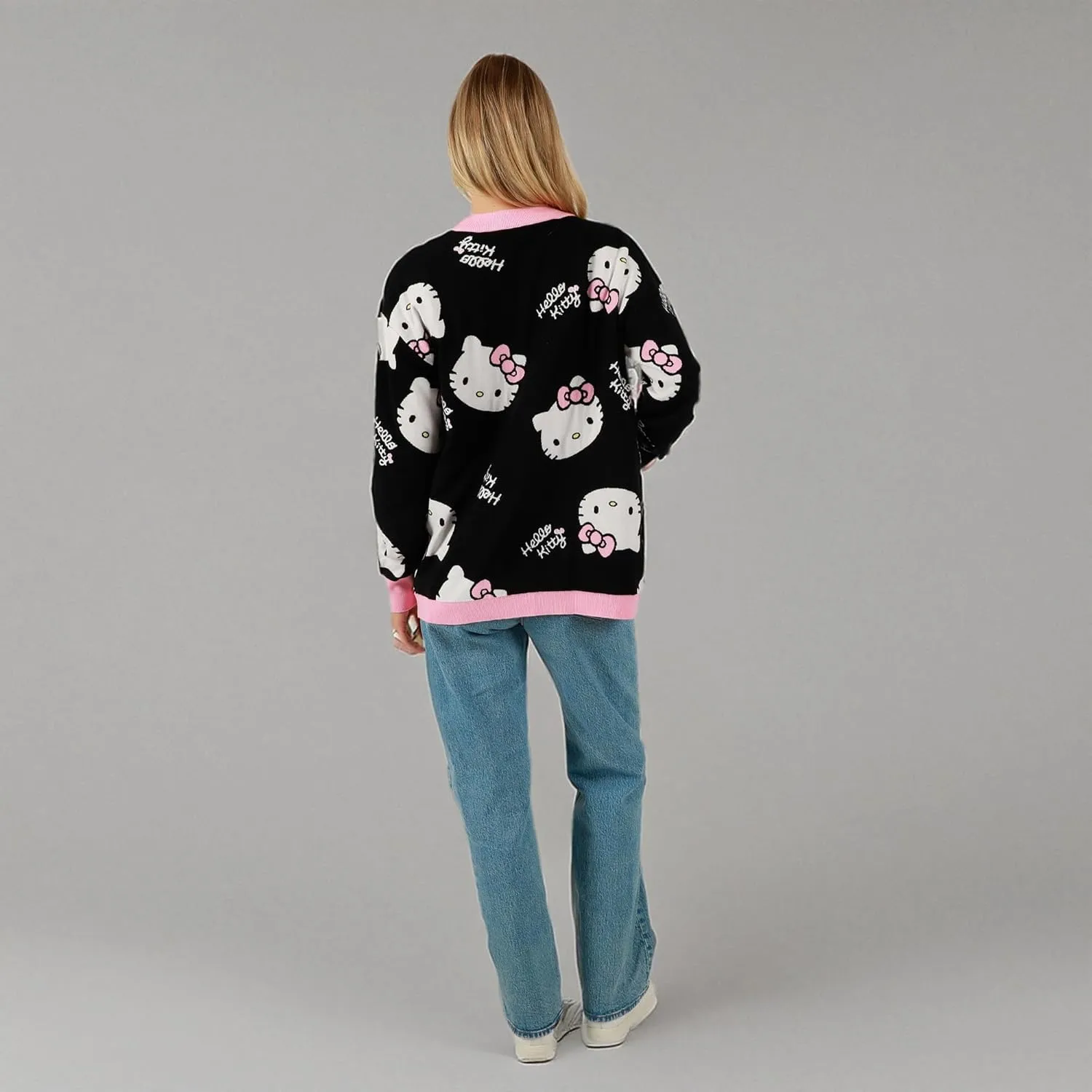 Women's Officially Licensed Hello Kitty Relaxed Fit Knit Cardigan