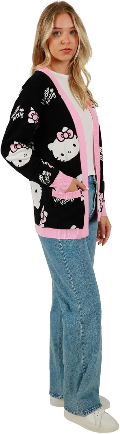 Women's Officially Licensed Hello Kitty Relaxed Fit Knit Cardigan