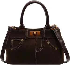 Women's Retro Handbag Vegan Leather Slouchy Denim Bag Suede PU Tote Bags Casual Purse Bag Work Office 2024