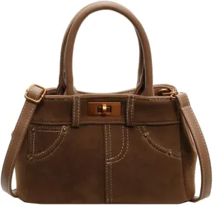 Women's Retro Handbag Vegan Leather Slouchy Denim Bag Suede PU Tote Bags Casual Purse Bag Work Office 2024