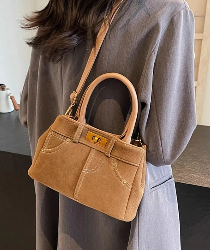 Women's Retro Handbag Vegan Leather Slouchy Denim Bag Suede PU Tote Bags Casual Purse Bag Work Office 2024