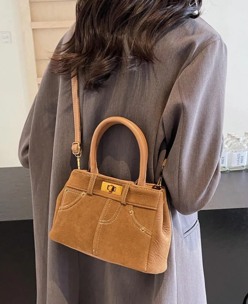 Women's Retro Handbag Vegan Leather Slouchy Denim Bag Suede PU Tote Bags Casual Purse Bag Work Office 2024