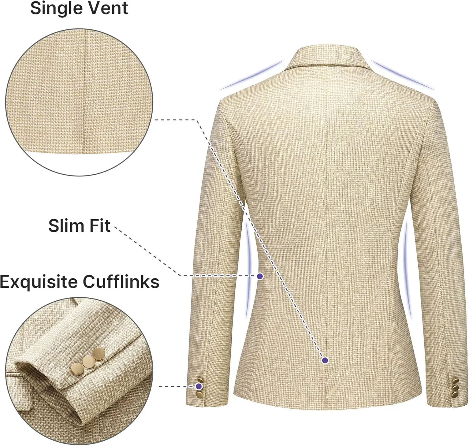 Women's Suit 2 Piece Set Business Pants Suit for Women Pinstripe Houndstooth Blazer