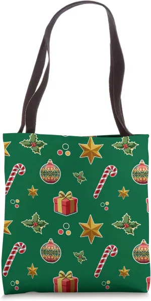 Xmas Decor Holiday Wrapping Paper Pattern Vintage Christmas Tote Bag