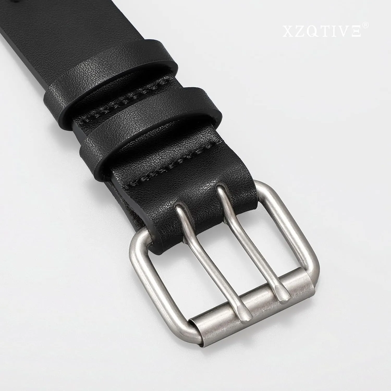 XZQTIVE Men Dual Holes Belt For Jean Pant Casual Leather Belts With Double Prong Buckle