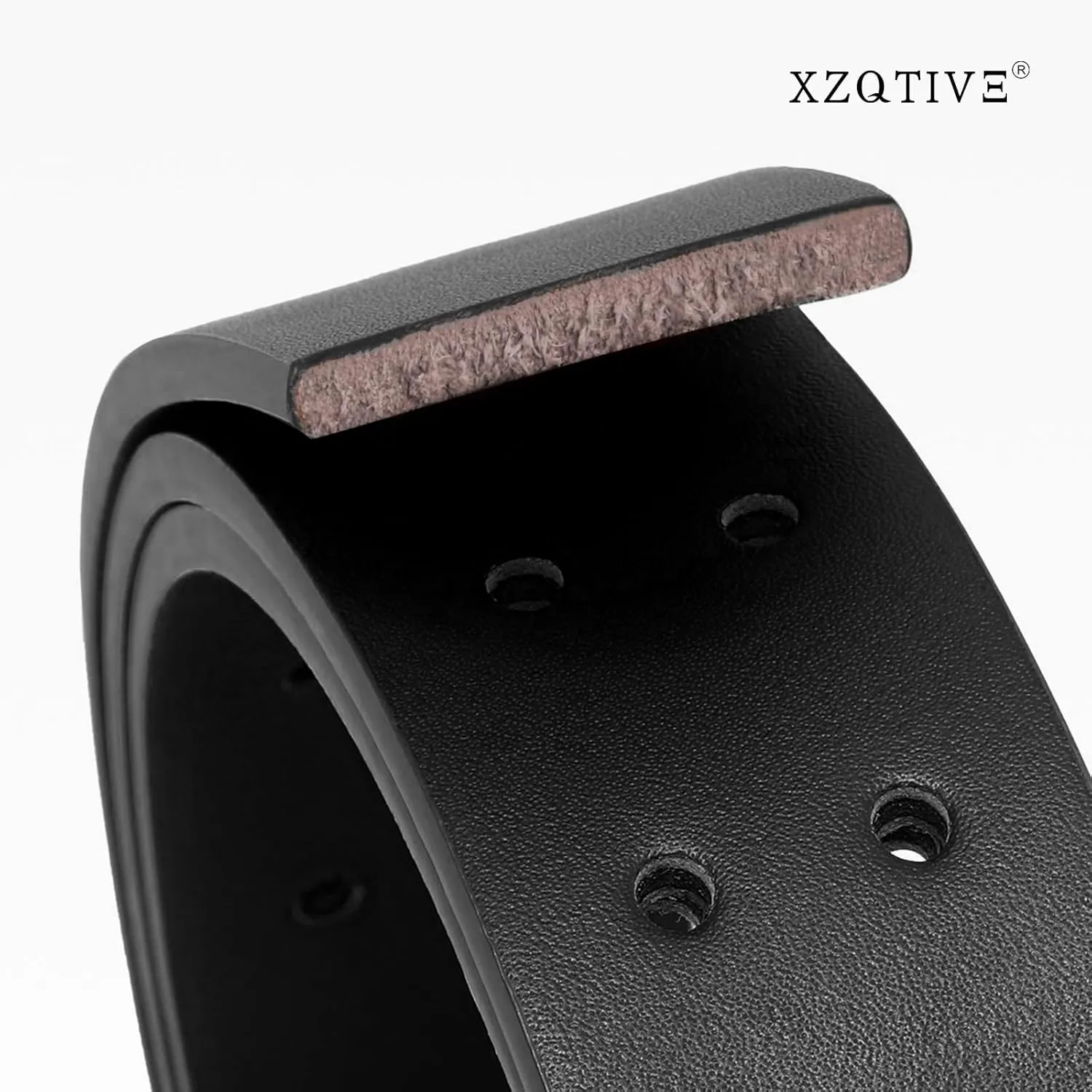 XZQTIVE Men Dual Holes Belt For Jean Pant Casual Leather Belts With Double Prong Buckle