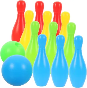Yardwe 12pcs Set Bowling Set Interactive Parent Game Bowling for Includes Bottles and Balls for Playtime Activities Random Color