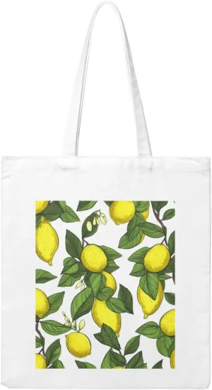 Yellow Fresh Lemons Large Canvas Tote Bag Cute Travel Shoulder Bag Reusable Washable Shopping Grocery Bags For Women Men