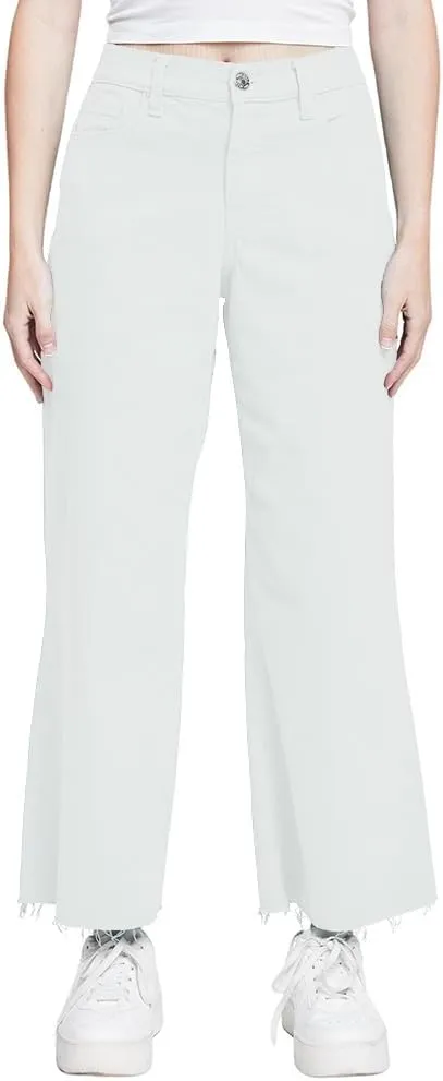 YMI Women's High Rise Cropped Trouser Jeans Wide Leg Fit, P209207