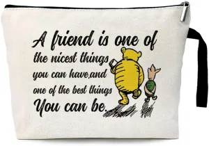 ZHANTUONE A Friend Is One Of The Nicest Things You Can HaveFunny Themed Zipper Cosmetic BagBirthday Gifts for Best Friends, Classmates, Foldable Storage Large Capacity Cosmetic bag