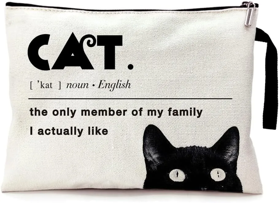 ZHANTUONE Cat Lovers Funny Makeup Bag for Travel Toiletries Zipper Storage Bag Makeup Bag, Gifts for Cat Mom, Birthday Gifts for Daughters Sisters Friends Coworker
