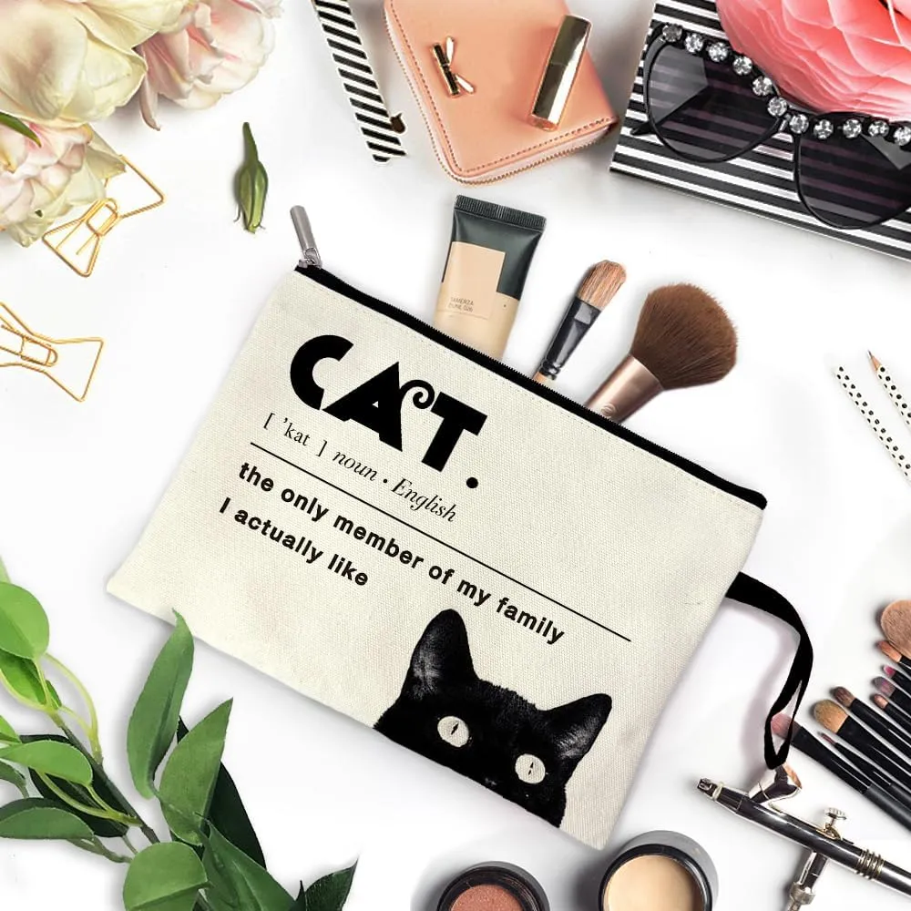 ZHANTUONE Cat Lovers Funny Makeup Bag for Travel Toiletries Zipper Storage Bag Makeup Bag, Gifts for Cat Mom, Birthday Gifts for Daughters Sisters Friends Coworker