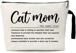 ZHANTUONE Cat Mom Funny Cosmetic Bag, for Travel Toiletry Zipper Storage Pouch Makeup Bag, Gifts for Cat Lovers Mom, Birthday Gifts for Daughters Sisters Friends Coworker