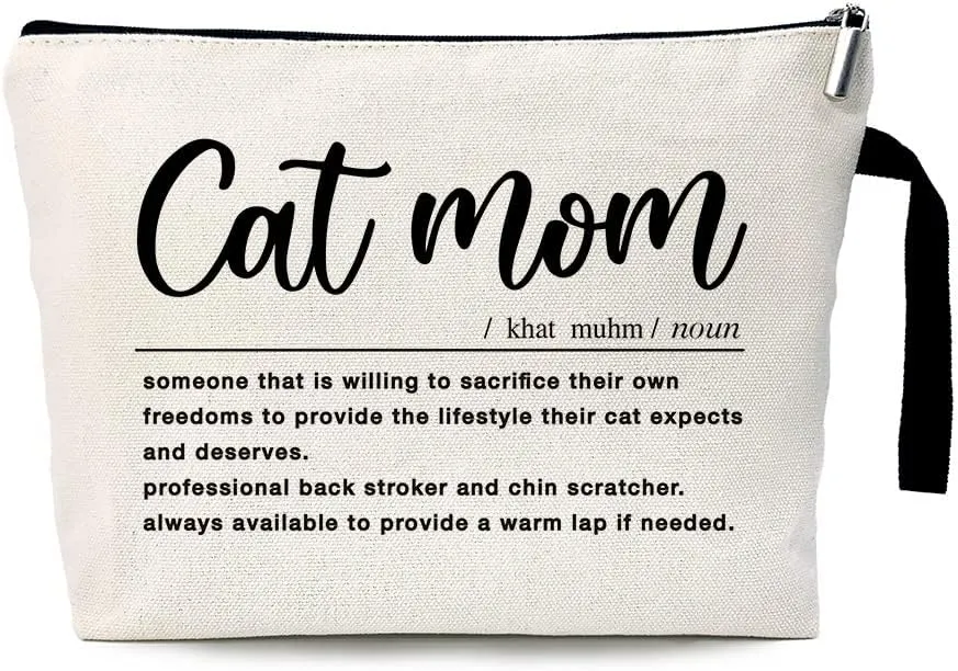 ZHANTUONE Cat Mom Funny Cosmetic Bag, for Travel Toiletry Zipper Storage Pouch Makeup Bag, Gifts for Cat Lovers Mom, Birthday Gifts for Daughters Sisters Friends Coworker