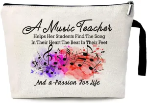 ZHANTUONE Music Teacher Funny Makeup Bag for Travel Toiletries Zipper Storage Bag Makeup Bag, Appreciation Gifts for Music Teacher Music Instructors, Teachers Retirement Graduation Appreciation Gifts