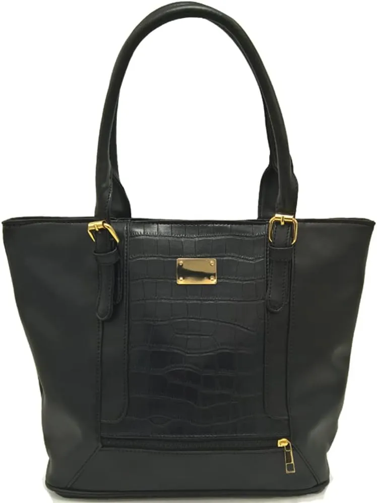 ZiMing Women Shoulder Bag Crocodile Pattern Bucket Bag Contrasting Colors Tote Bag Large Capacity Handbag
